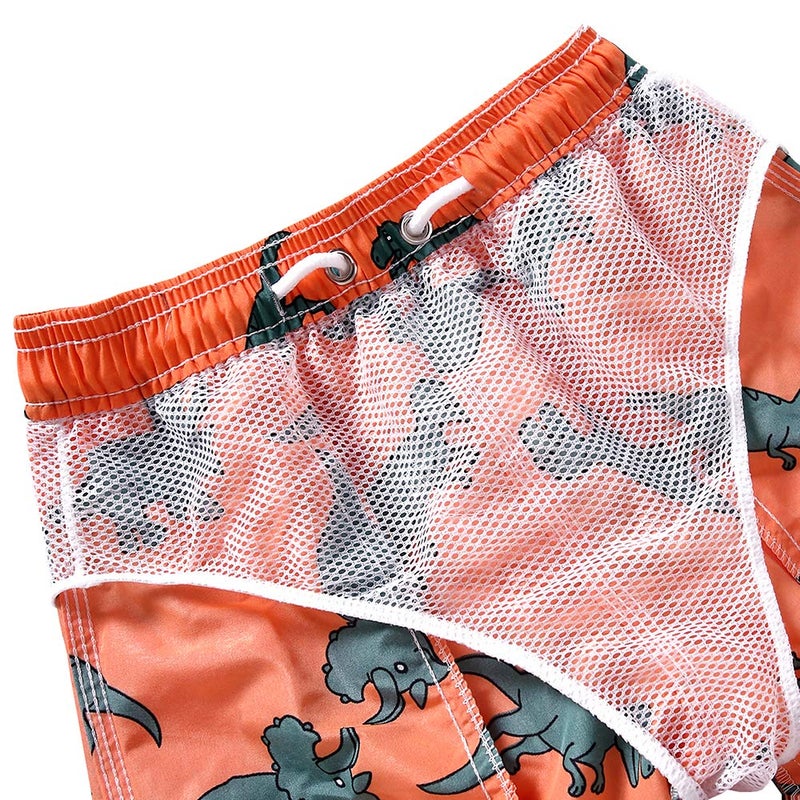 techcity Boys Swim Trunks, Quick Dry Beach Swim Shorts Little Boys Bathing Suit Swimsuit Toddler Boy Swimwear with Mesh Lining, 3-14 Years (7-8 Years, Dinosaur) - Image 2